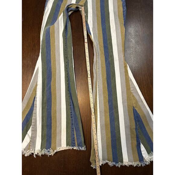 Altard State Striped Flare Bell Bottom Jeans Women Large Boho Western Cowgirl - Picture 5 of 9